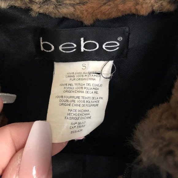 Bebe Jackets Coats Bebe Brown Rabbit Fur Zip Vest Poshmark